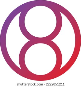 Abstract number eight logo and circle illustration in trendy and minimal style isolated on background