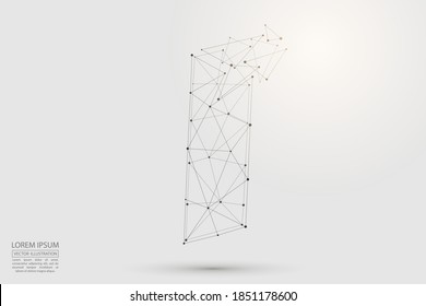 Abstract number, figure destruction consisting of triangles, circles, decay spots, stars. Vector eps 10.