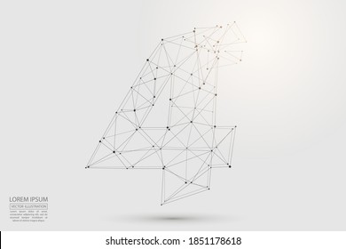 Abstract number, figure destruction consisting of triangles, circles, decay spots, stars. Vector eps 10.