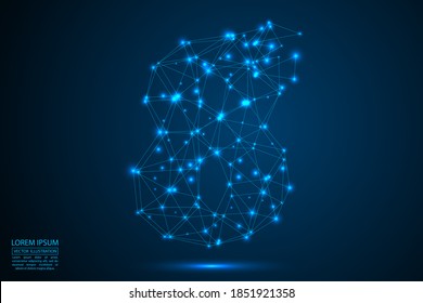 Abstract number, figure destruction consisting of triangles, circles, decay spots, stars. Vector eps 10.