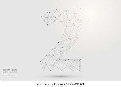 Número abstracto, destrucción de figura consistente en triángulos, círculos, puntos de descomposición, estrellas. Vector eps 10.