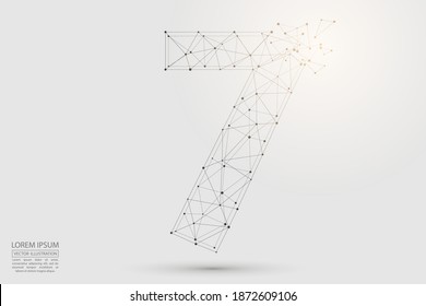 Abstract number, figure destruction consisting of triangles, circles, decay spots, stars. Vector eps 10.