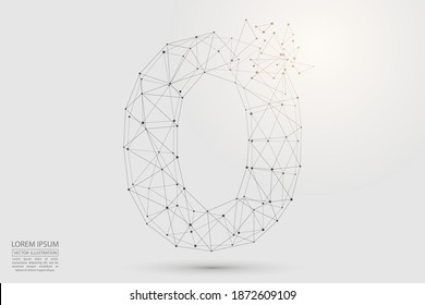 Abstract number, figure destruction consisting of triangles, circles, decay spots, stars. Vector eps 10.