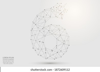Abstract number, figure destruction consisting of triangles, circles, decay spots, stars. Vector eps 10.