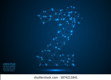 Abstract number, figure destruction consisting of triangles, circles, decay spots, stars. Vector eps 10.