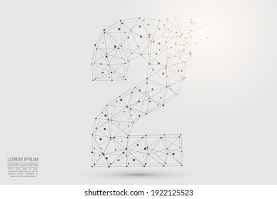 Abstract number, figure destruction consisting of triangles, circles, decay spots, stars. Vector eps 10.