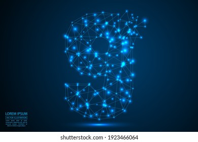 Abstrakte Zahl, Zerstörung von Figuren aus Dreiecken, Kreisen, Zerfallsflecken, Sternen. Vektor eps10.