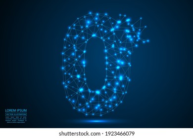 Abstract number, figure destruction consisting of triangles, circles, decay spots, stars. Vector eps 10.