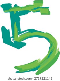 Número cinco Abstractas creado con verde expresivo