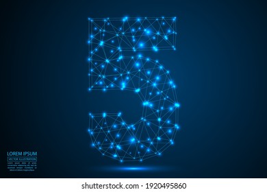 Abstract number five, figure 5, consisting of triangles, circles, spots of decay, stars. Vector eps 10.