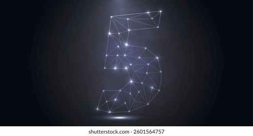 Abstract number five, figure 5, consisting of triangles, circles, spots of decay, stars. Vector eps 10.
