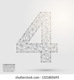 Abstract number four, figure 4, consisting of triangles, circles, spots of decay, stars. Vector eps 10.