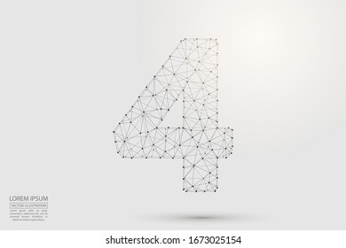 Abstract number four, figure 4, consisting of triangles, circles, spots of decay, stars. Vector eps 10.