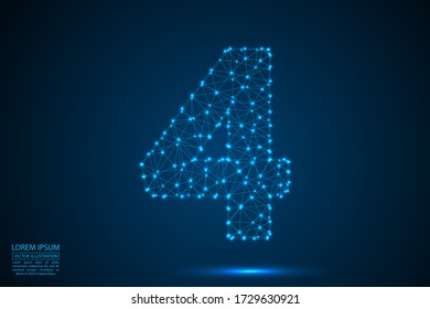 Abstract Number Four, Figure 4, Consisting Of Triangles, Circles, Spots Of Decay, Stars. Vector Eps 10.