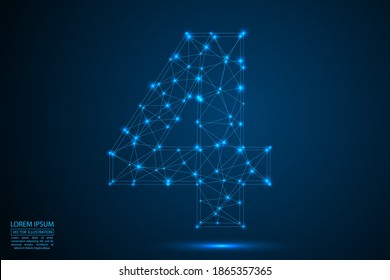 Abstract number four, figure 4, consisting of triangles, circles, spots of decay, stars. Vector eps 10.