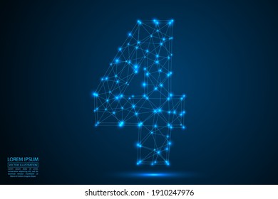 Abstract Number Four, Figure 4, Consisting Of Triangles, Circles, Spots Of Decay, Stars. Vector Eps 10.