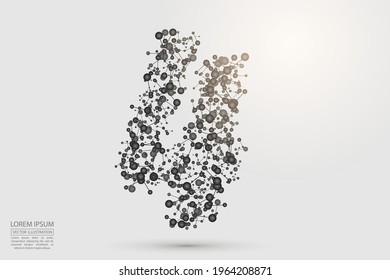 Abstract number four, figure 4, consisting of triangles, circles, spots of decay, stars. Vector eps 10.