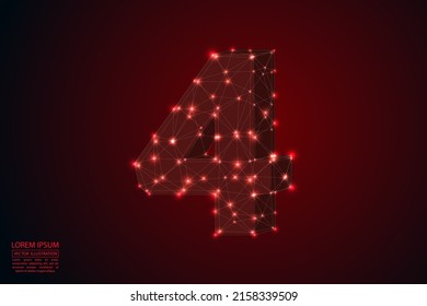 Abstract number four, figure 4, consisting of triangles, circles, spots of decay, stars. Vector eps 10.