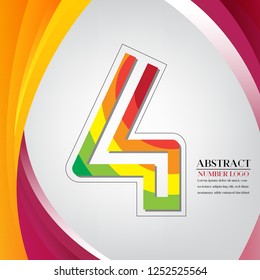 abstract number four rainbow style, arc colorful background vector illustration