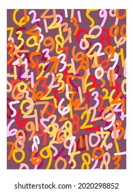 Abstract number letter background drawing,sketch,line art vector illustration.