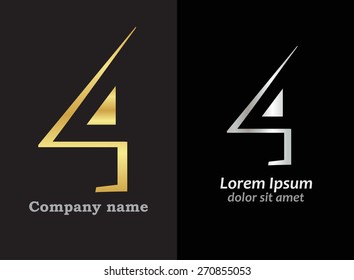 Abstract number logo design.Number four logo.Logo 4 vector template. 