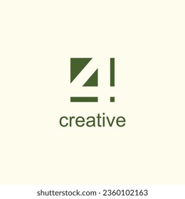 Abstract number logo with initial 4! modern green unique premium vector