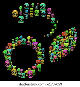 Abstract number mix. Vector illustration.