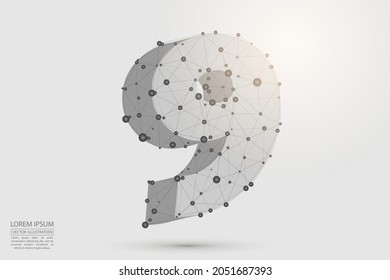 Abstract number nine, figure 9, consisting of triangles, circles, spots of decay, stars. Vector eps 10.