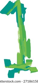 Abstract number one created with expressive green