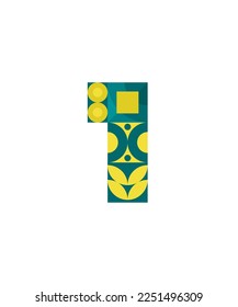 Abstract number one icon with geometric style