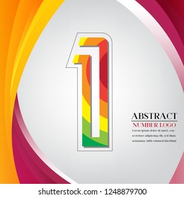 abstract number one rainbow style, arc colorful background vector illustration