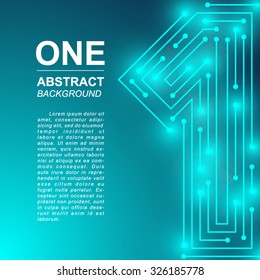 Abstract Number One,background consisting of lines and luminous,Techno background with light effect.Vector illustration