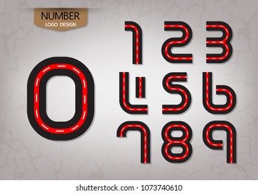 abstract number set of logo red road style nature vector illustration