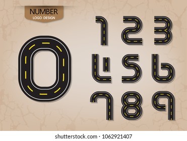 abstract number set of logo style road nature vector illustration