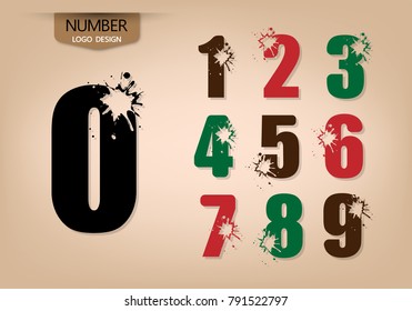 abstract number set of logo style, with explode, vector illustration