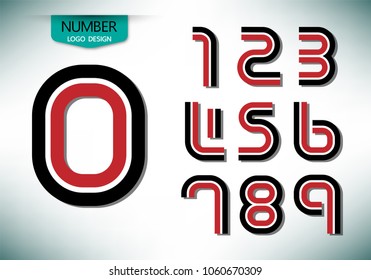 abstract number set of logo vector two tone color design illustration