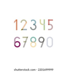 Abstract number set. Pastel colors.