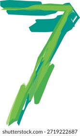 Abstract number seven created with expressive green