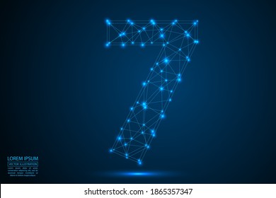 Abstract number seven, figure 7, consisting of triangles, circles, spots of decay, stars. Vector eps 10.