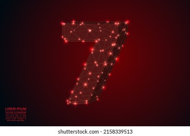 Abstract number seven, figure 7, consisting of triangles, circles, spots of decay, stars. Vector eps 10.