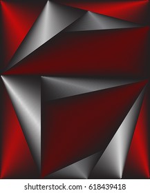 Abstract number six with diagonal red and silver stripes.