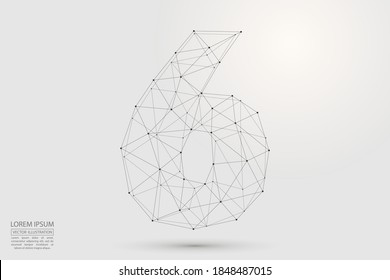 Abstract number six, figure 6, consisting of triangles, circles, spots of decay, stars. Vector eps 10.