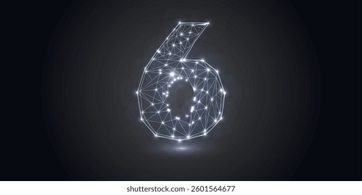 Abstract number six, figure 6, consisting of triangles, circles, spots of decay, stars. Vector eps 10.
