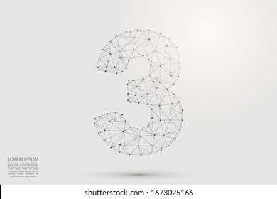 Abstract number three, figure 3, consisting of triangles, circles, spots of decay, stars. Vector eps 10.