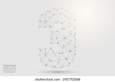 Abstract number three, figure 3, consisting of triangles, circles, spots of decay, stars. Vector eps 10.