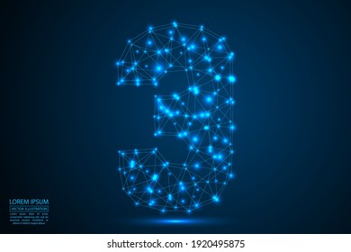 Abstract number three, figure 3, consisting of triangles, circles, spots of decay, stars. Vector eps 10.