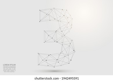 Abstract number three, figure 3, consisting of triangles, circles, spots of decay, stars. Vector eps 10.