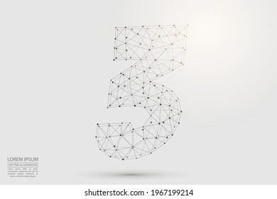 Abstract number three, figure 3, consisting of triangles, circles, spots of decay, stars. Vector eps 10.