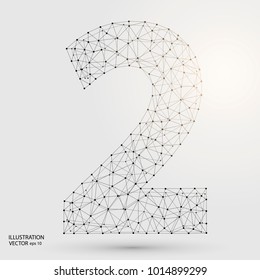 Abstract number two, figure 2, consisting of triangles, circles, spots of decay, stars. Vector eps 10.