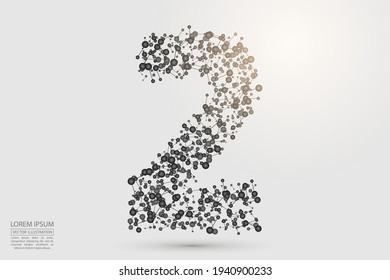 Abstract number two, figure 2, consisting of triangles, circles, spots of decay, stars. Vector eps 10.